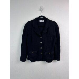 St. John Collection‎ women's 14 black 2pc blazer skirt business casual knit set